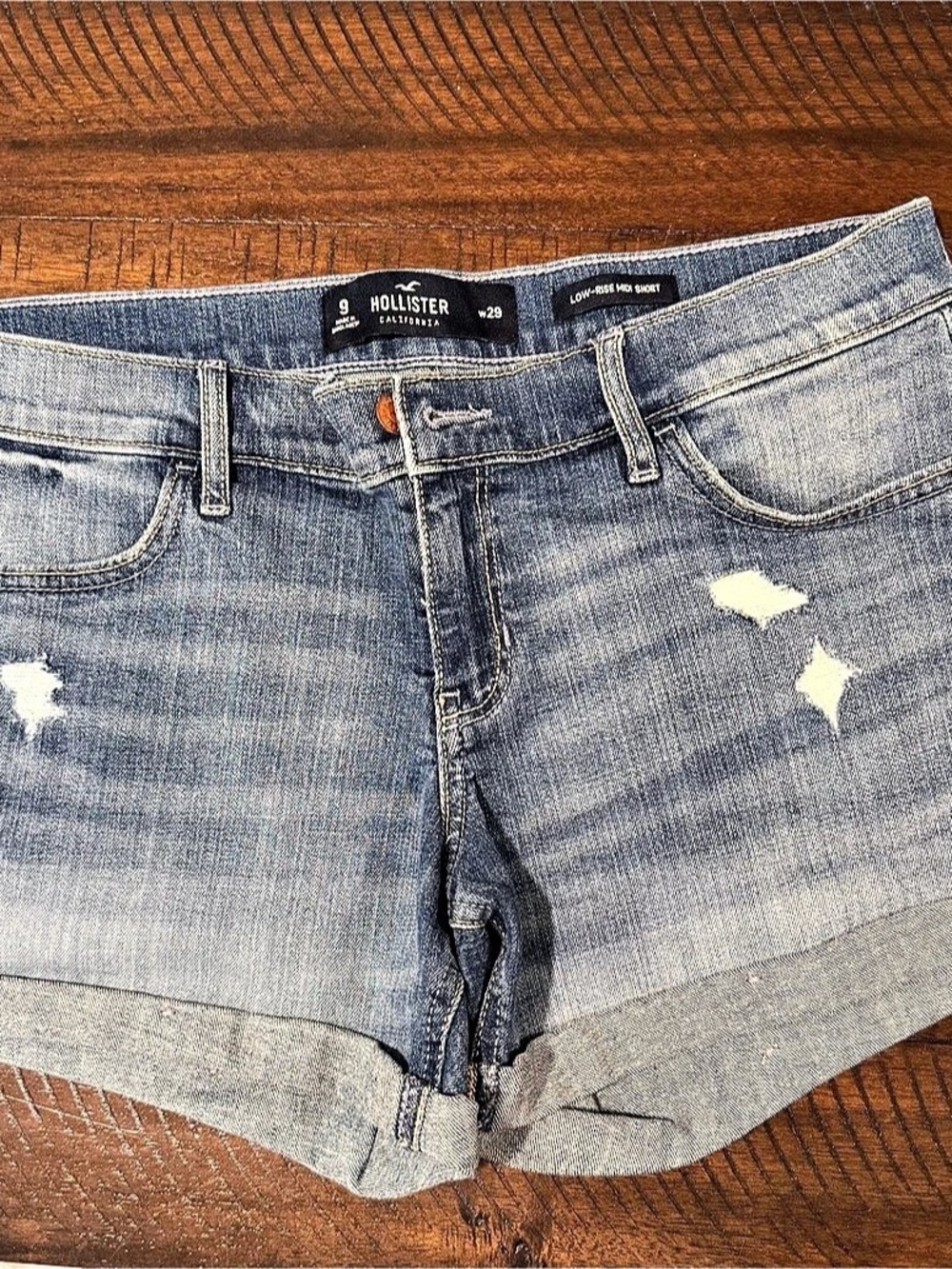 Hollister Low-Rise Midi Short Jean Shorts Blue